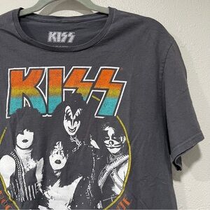 KISS Rock and Roll All Nite Retro Graphic Tee Shirt Size Large Gray Band Music
